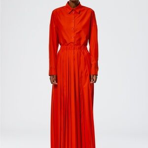 Tibi Italian Sporty Nylon Pleated Pull On Maxi Skirt *sold out and rare*